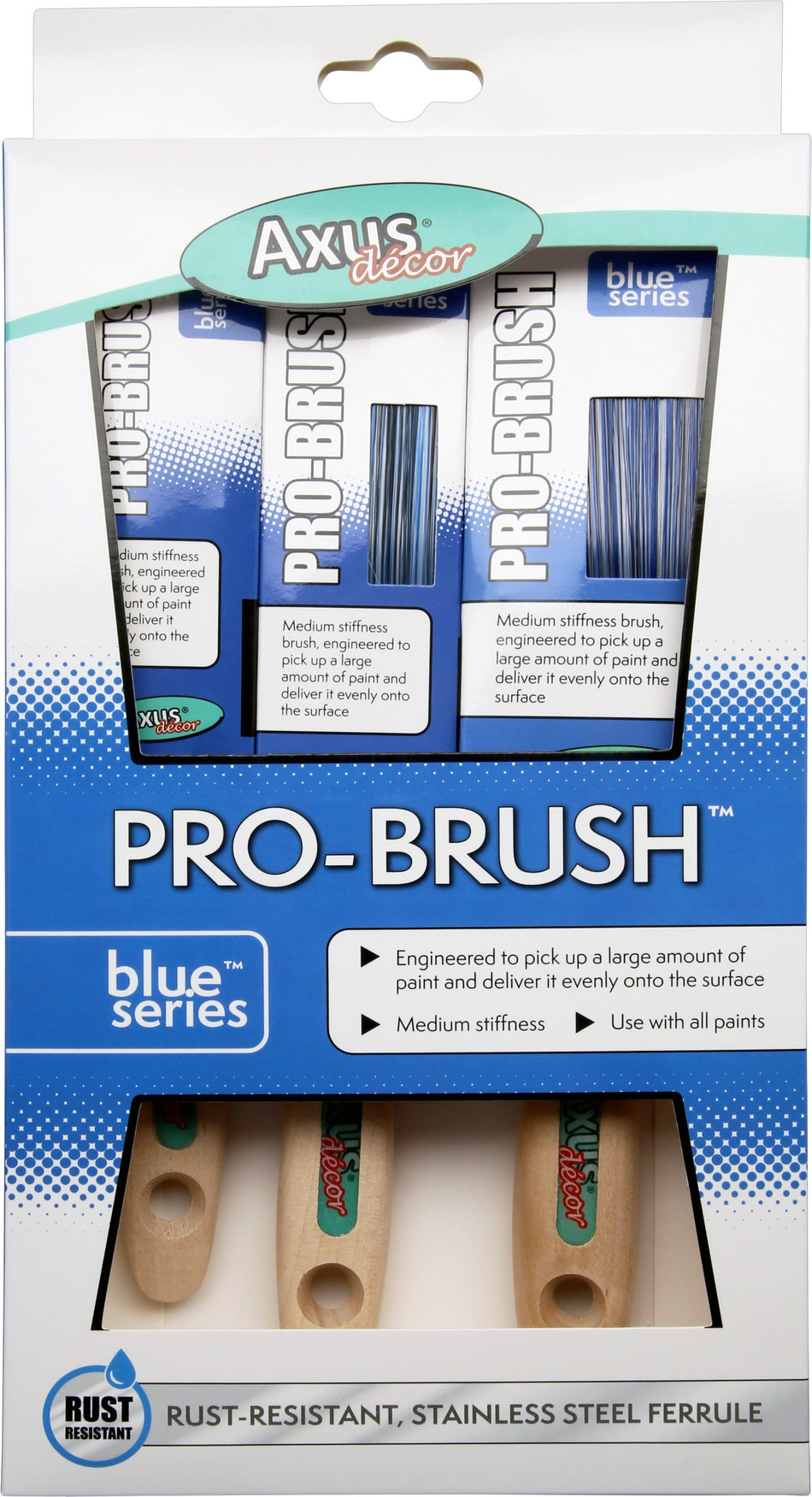 Axus Pro Brush Set (Blue Series) Set Of 3 (1", 1.5", 2") AXU/BBS3