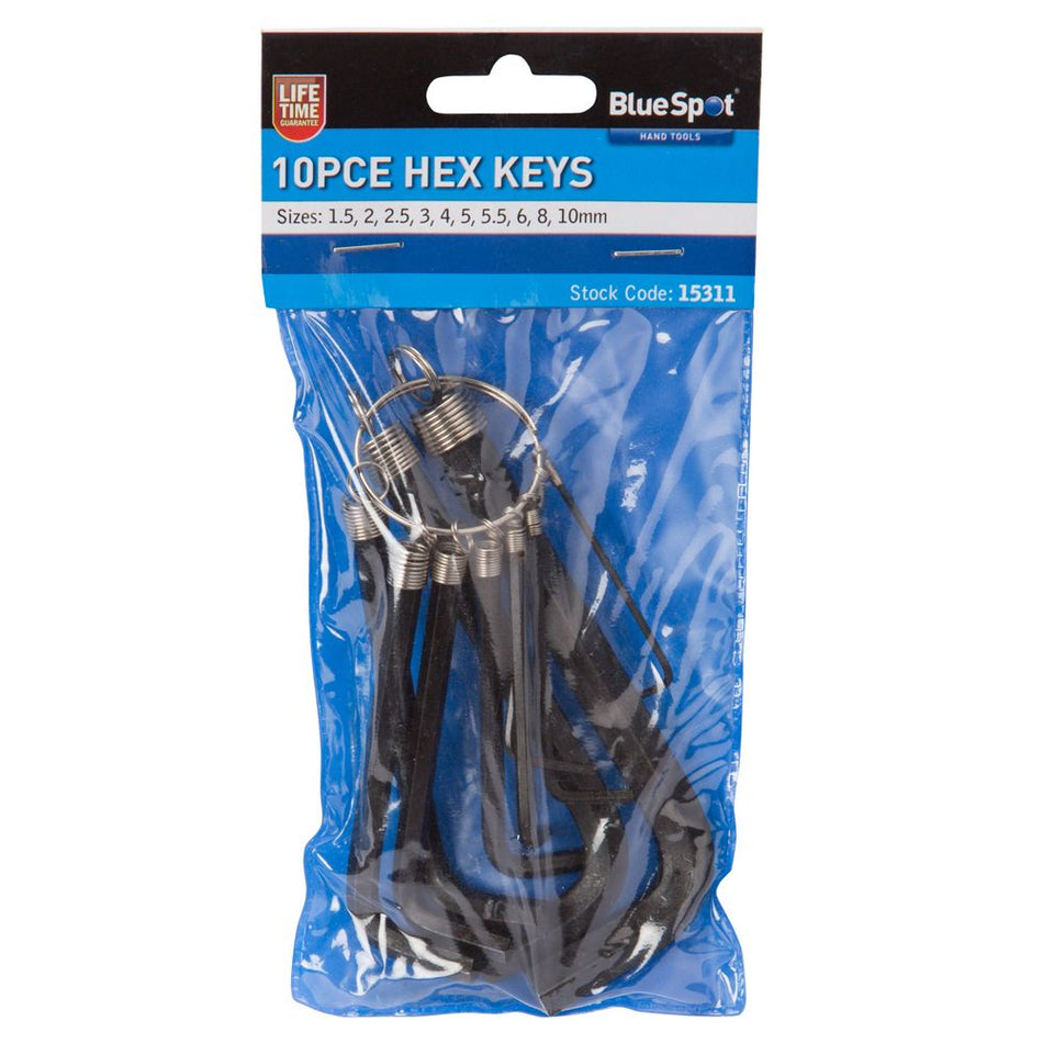 Bluespot 10pc Metric Hex Key Set (1.5-10mm) 15311