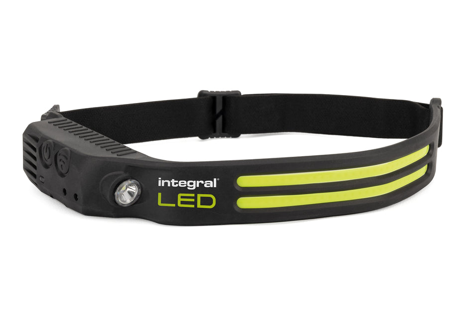 RECHARGEABLE COB STRIP HEAD TORCH 330+90LM 3 MODES: HIGH / MEDIUM / FLASH HAND WAVE SENSOR INTEGRAL