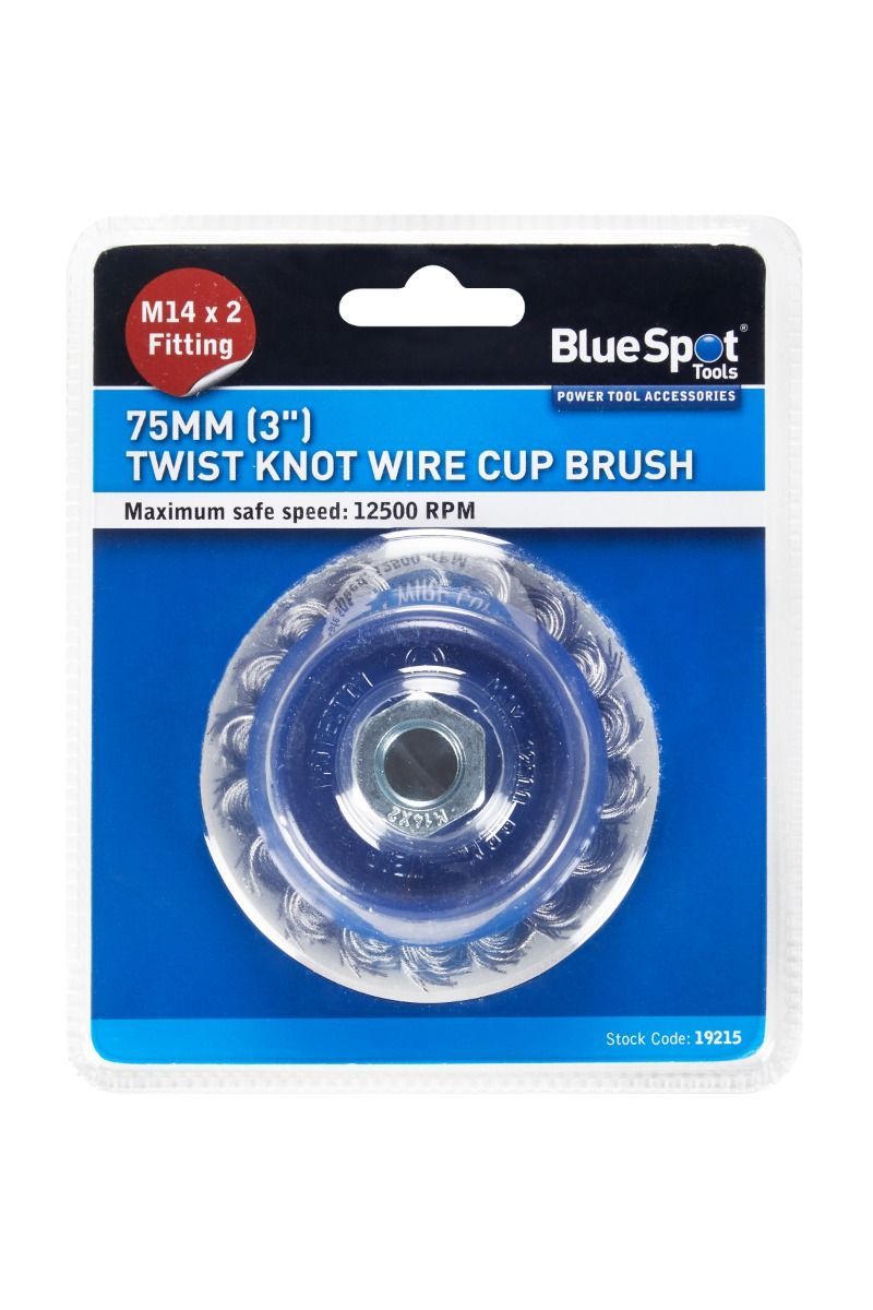 Bluespot 75mm (3") M14 X 2 Twist Knot Wire Cup Brush 19215