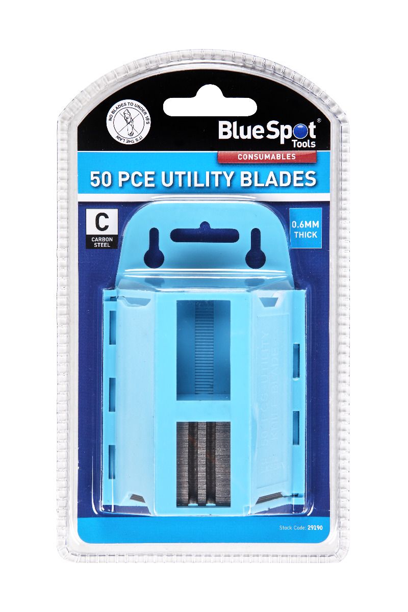 Bluespot 50pc Utility Knife Blades In Dispencer 29190