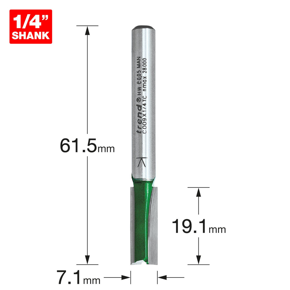 Trend C009X1/4TC - Two Flute Cutter 7.1mm diameter