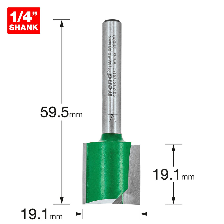 Trend C029X1/4TC - Two Flute Cutter 19.1mm diameter