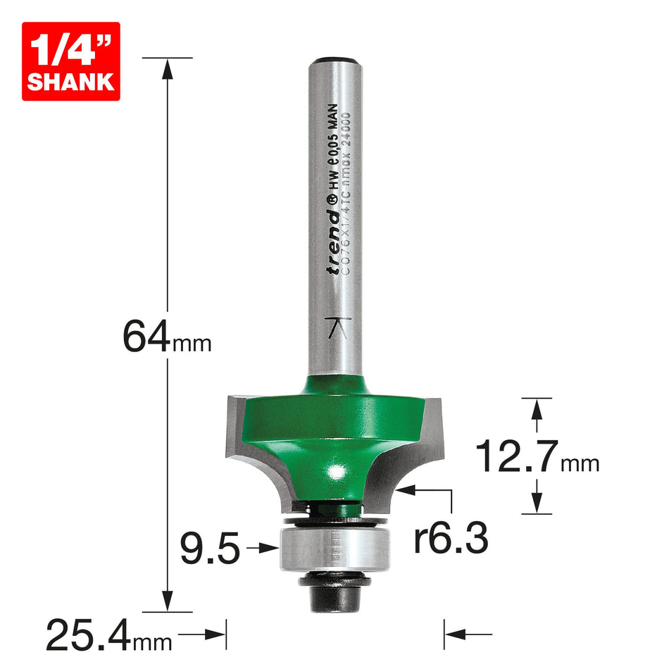 Trend C076X1/4TC - Rounding over 6.3mm radius x 12.7mm cut