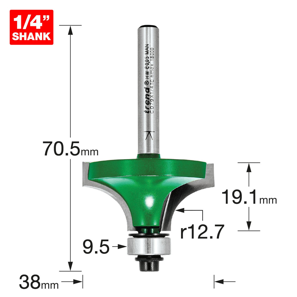 Trend C079X1/4TC - Rounding over 12.7mm radius x 19.1mm cut