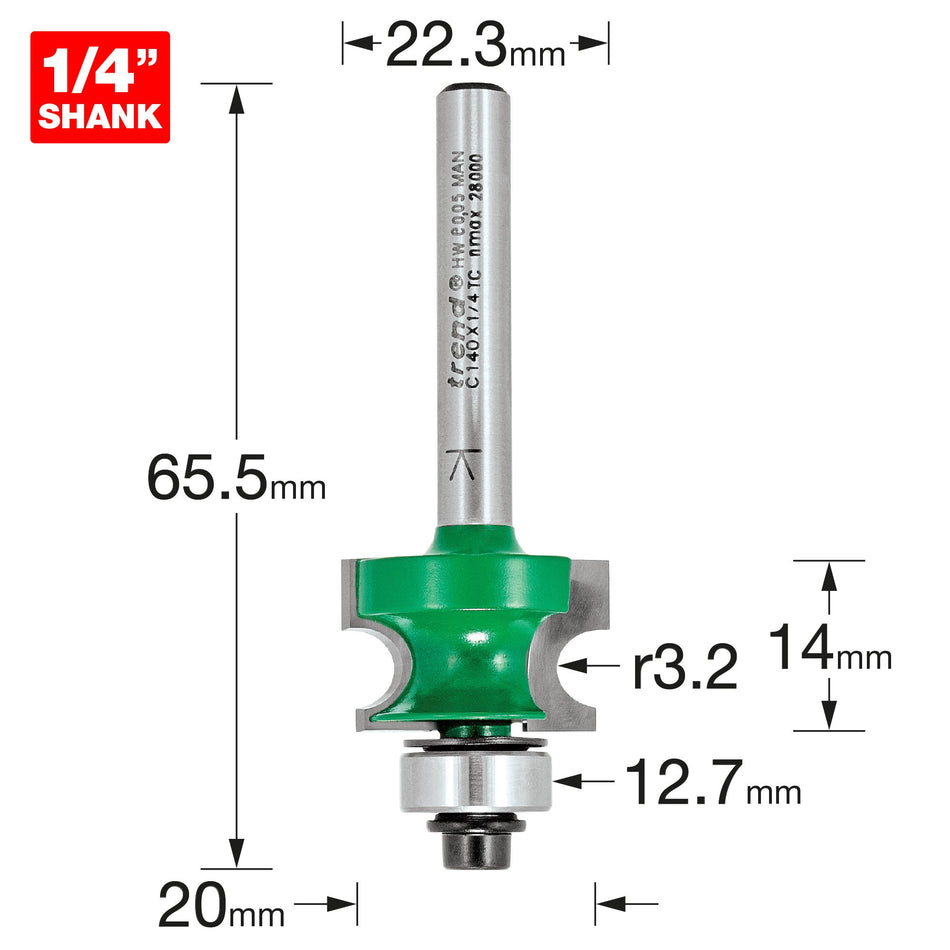 Trend C140X1/4TC - Corner bead 3.2mm radius