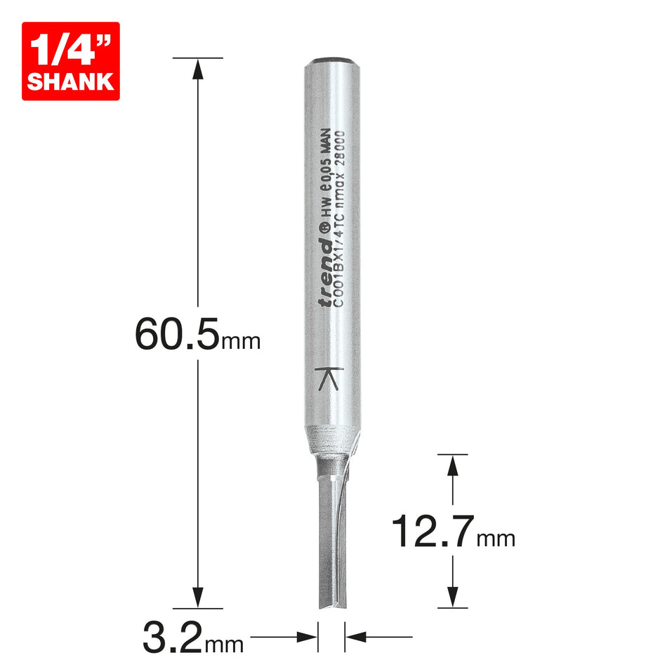 Trend C001BX1/4TC - Two Flute Cutter 3.2mm diameter