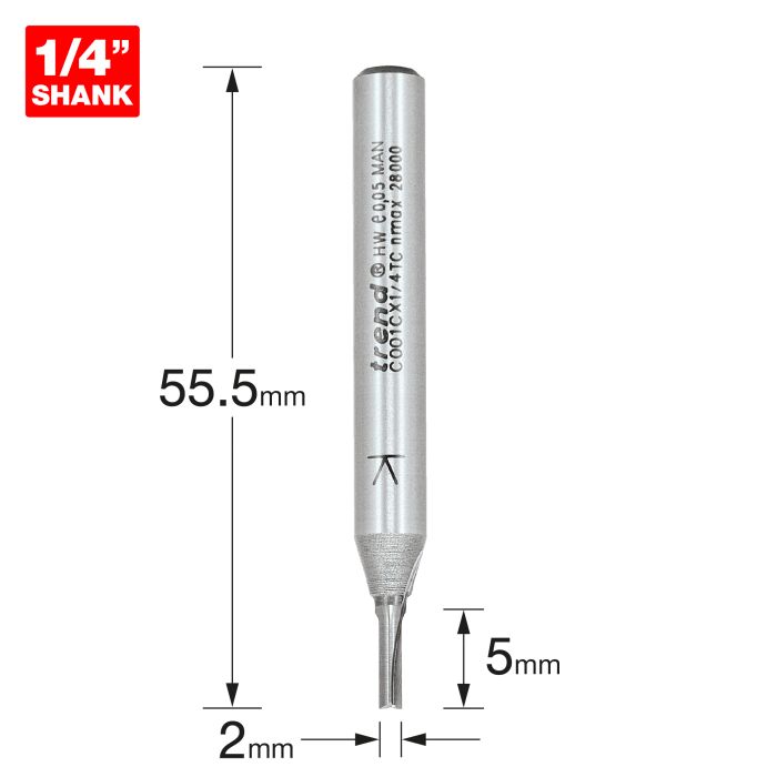 Trend C001CX1/4TC - Two Flute Cutter 2mm diameter