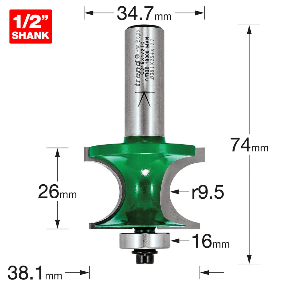 Trend C216X1/2TC - Bearing guided corner bead 9.5mm radius