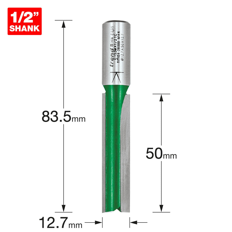 Trend C153MX1/2TC - Two flute cutter 12.7mm diameter