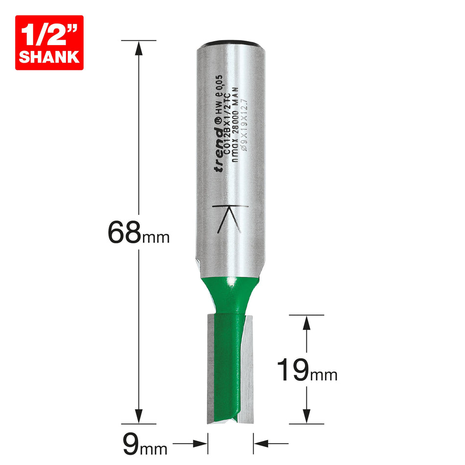 Trend C012BX1/2TC - Two Flute Cutter 9mm diameter