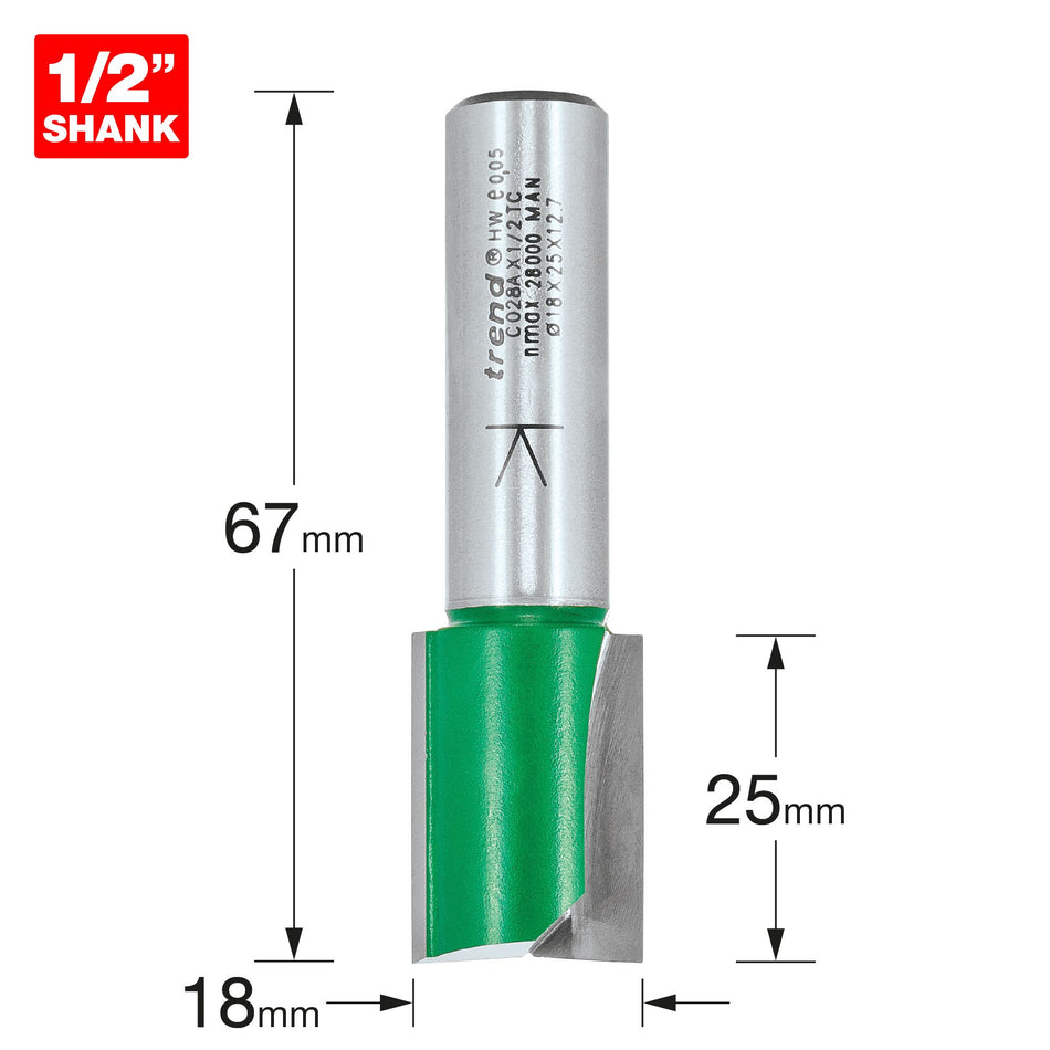 Trend C028AX1/2TC - Two Flute Cutter 18.0mm diameter