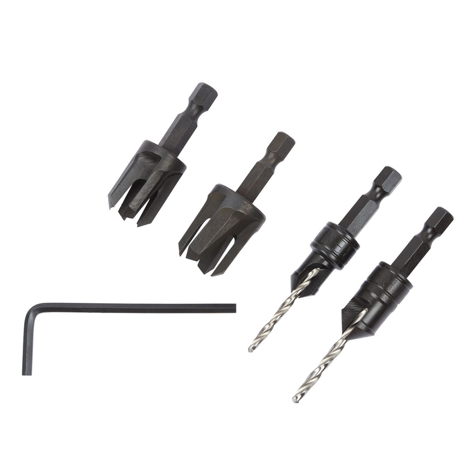 Trend SNAP/PC/A - Trend Snappy 4 Piece Set Countersink & Plug cutter Set