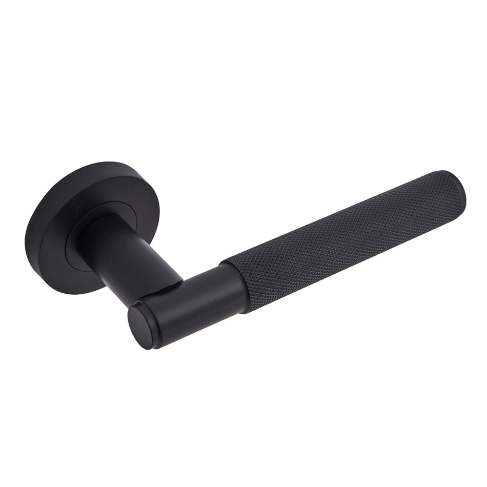 Eclipse Knurled Lever On Rose Matt Black