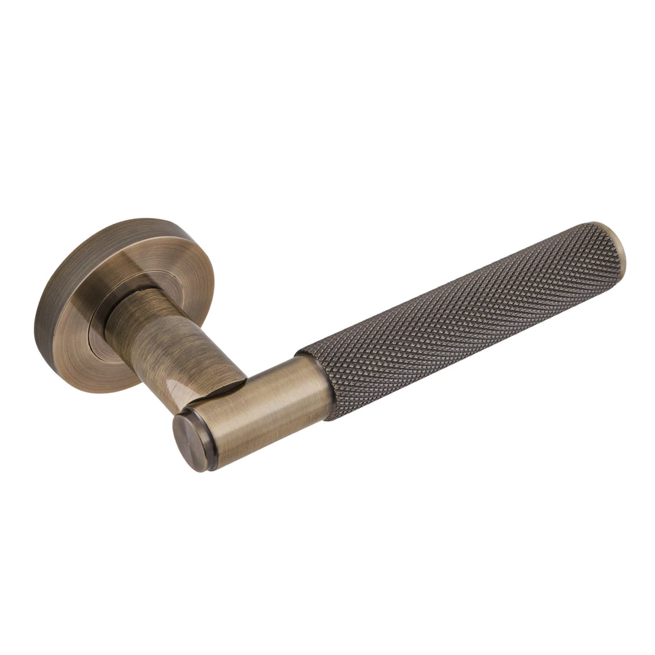 Eclipse Knurled Lever On Rose Antique Bronze