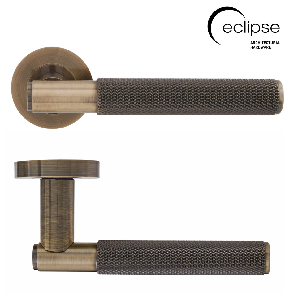 Eclipse Knurled Lever On Rose Antique Bronze