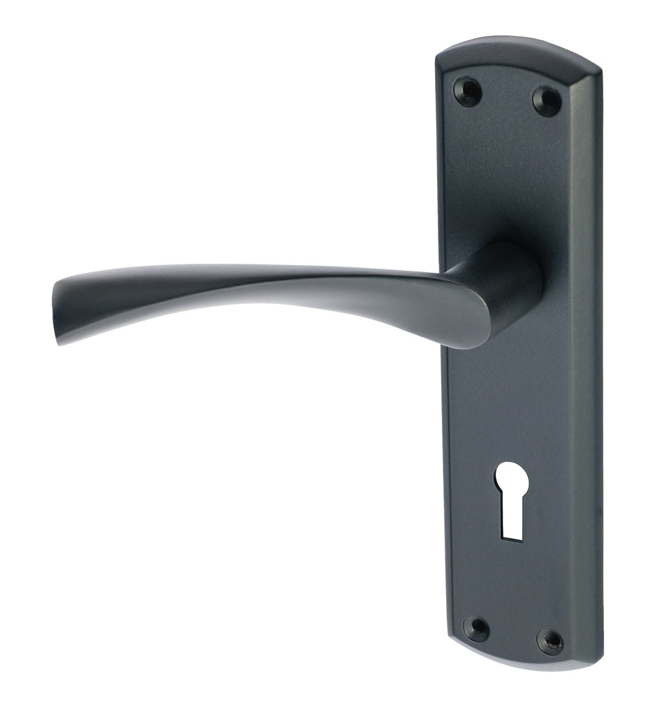Eclipse Monza Lever On Plate Matt Black (Lock)