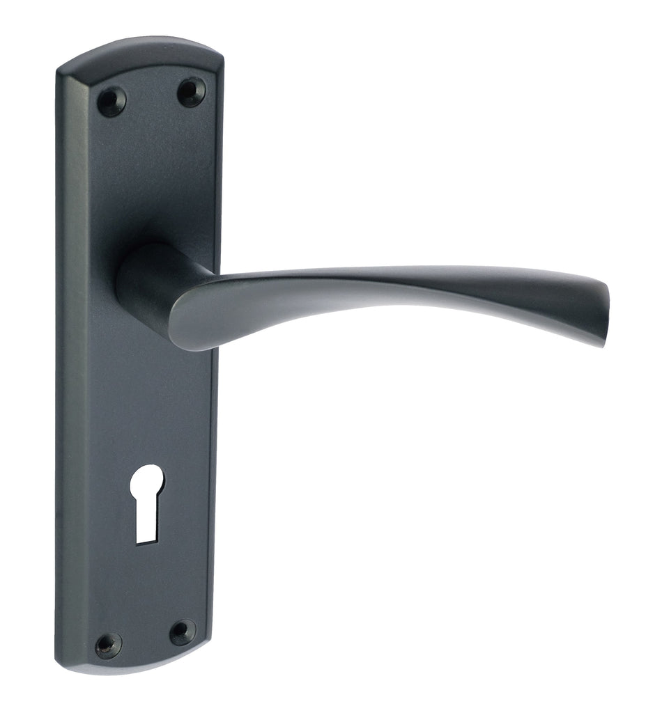 Eclipse Monza Lever On Plate Matt Black (Lock)