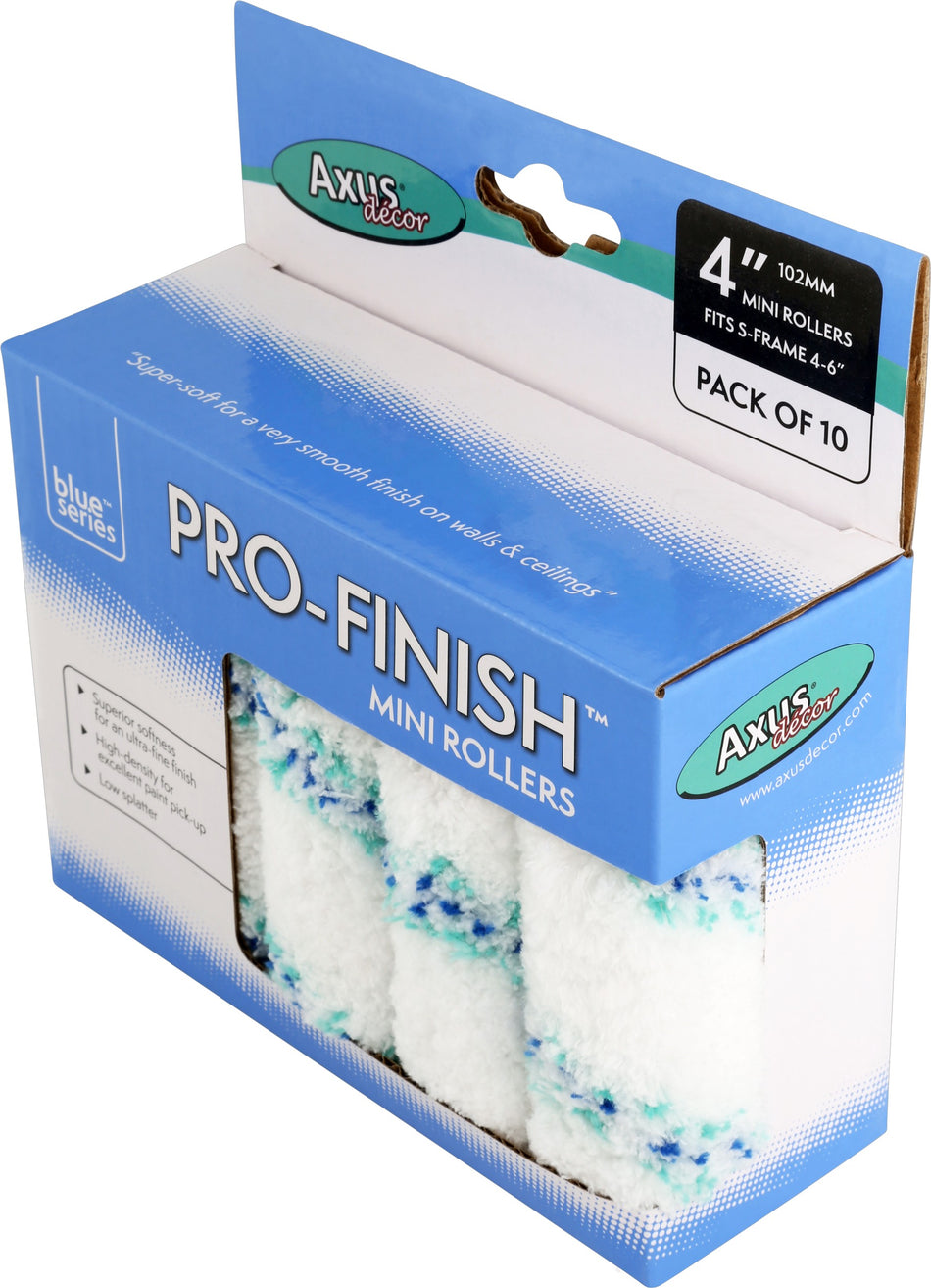 Axus Pro Finish Roller, Medium Pile (Blue Series) 4"/100mm,10pk AXU/RB410