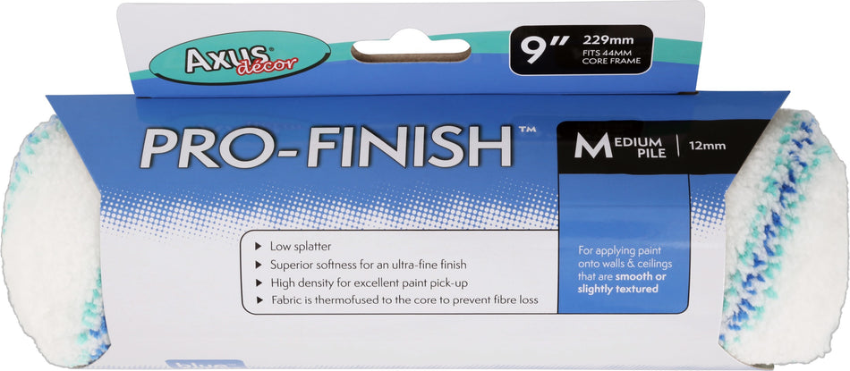 Axus Pro Finish Roller, Medium Pile (Blue Series) 9"/230mm AXU/RB9M