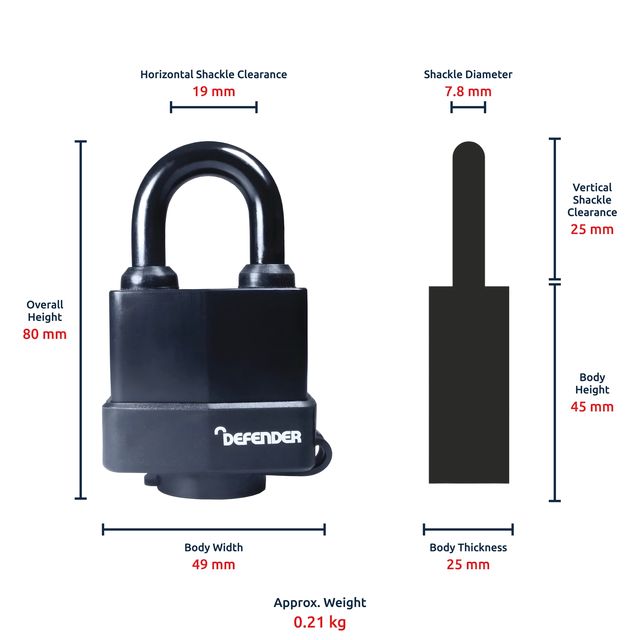 Defender All Terrain 50mm Laminated Padlock DFATL50