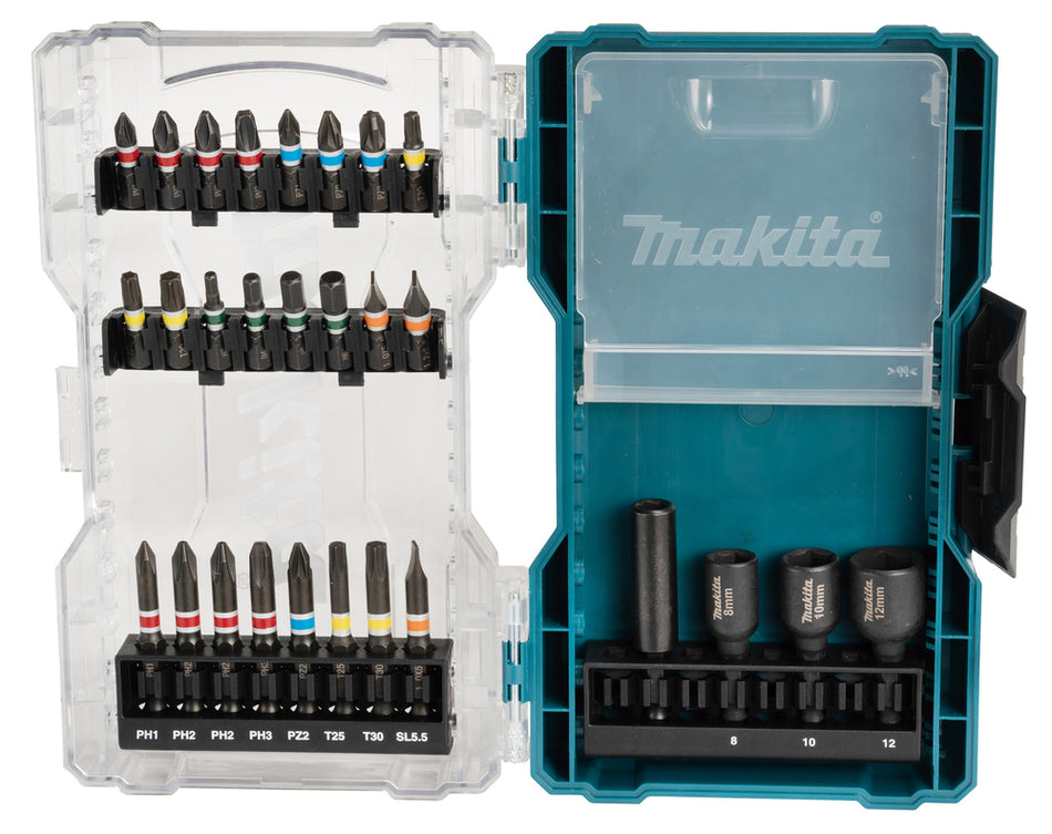 Makita 28 Piece Screwdriver Bit Set PH/PZ/Tx & Socket Adapter E-07048