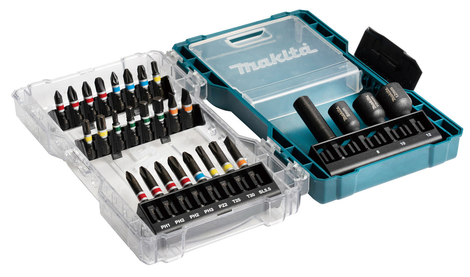 Makita 28 Piece Screwdriver Bit Set PH/PZ/Tx & Socket Adapter E-07048