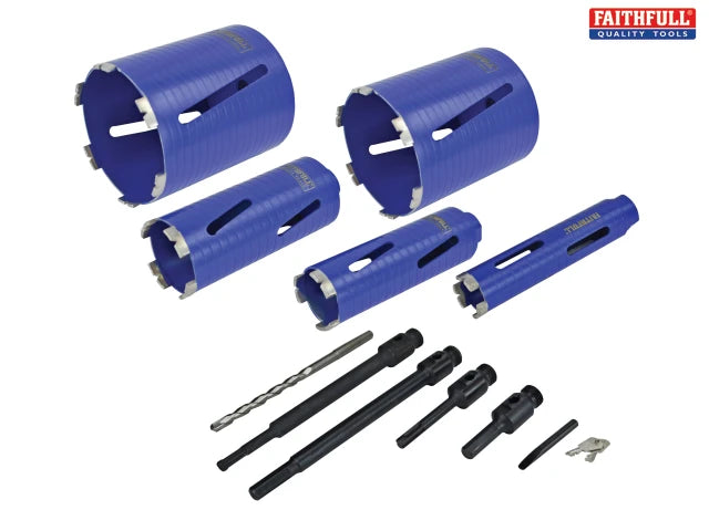 Faithfull Diamond Core Drill Kit & Case Set of 11 FAIDCKIT11