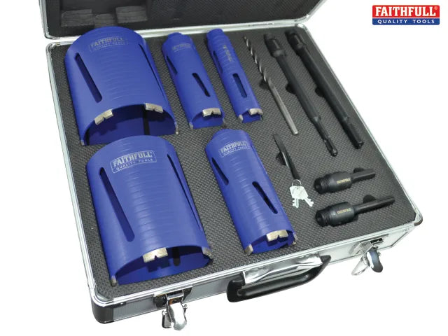 Faithfull Diamond Core Drill Kit & Case Set of 11 FAIDCKIT11