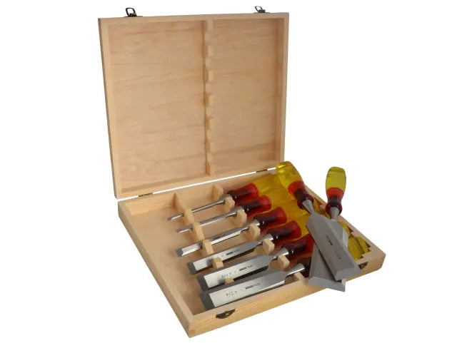 Irwin Marples Bevel Edge Chisel Splitproof Handle Set, 8 Piece
