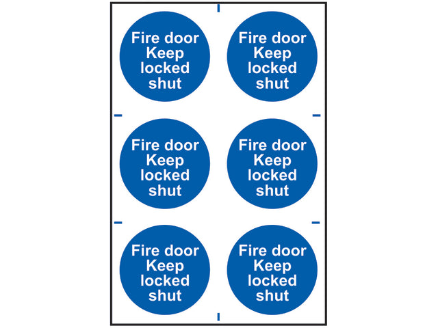 Fire Door Keep Locked Shut - 6 PVC Signs 100 x 100mm