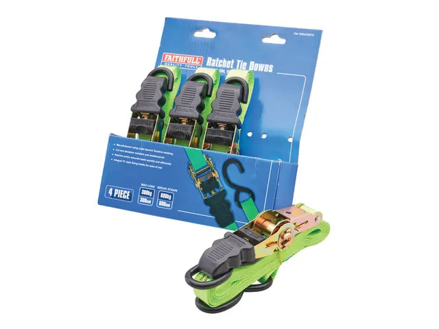 XMS25RATCHTD Faithfull 4 Piece Ratchet Tie Down Set