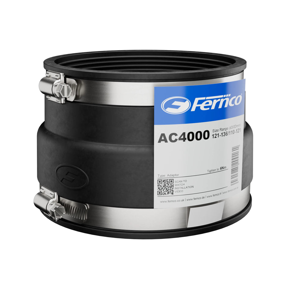 Fernco Drain Flexible Coupler 132 - 112mm Clay to PVC  AC4000