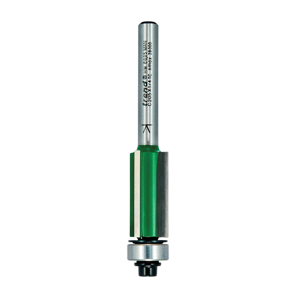 Trend C205X1/4TC - Bearing guided three flute trimmer 12.7mm diameter 25mm length