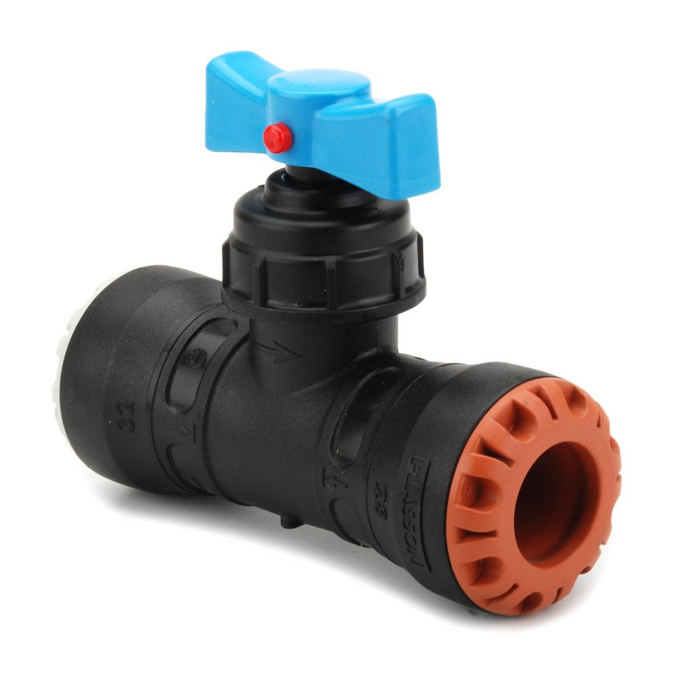 MDPE Pushfit Stop Tap PE x Copper 25mm x 22mm