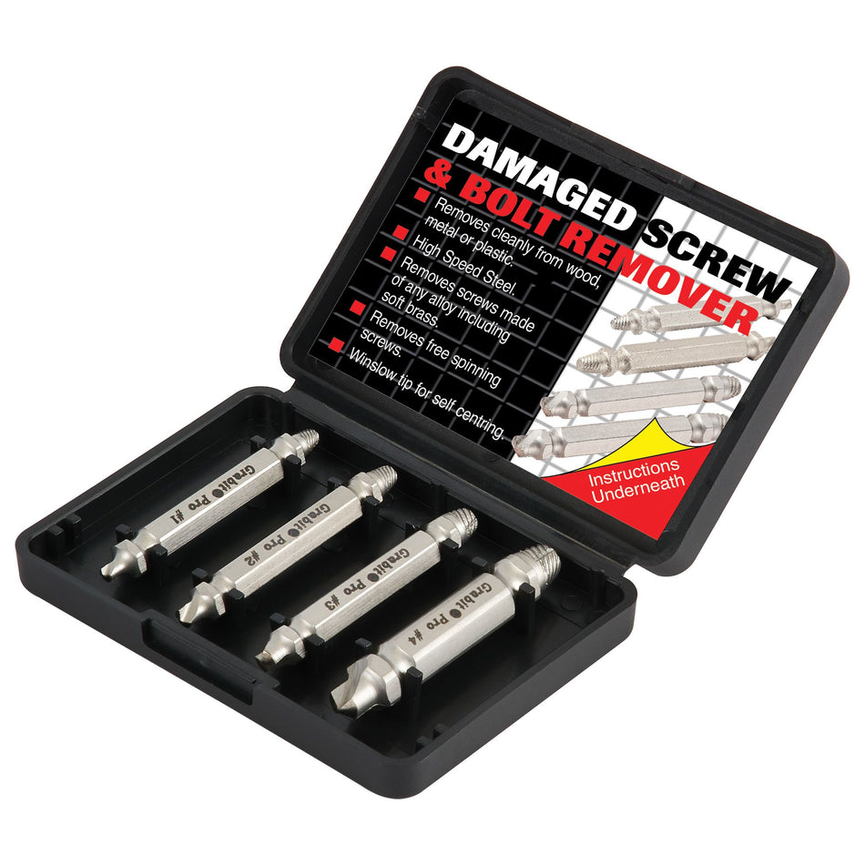 Trend GRAB/SE2/SET - Trend Grabit Screw Extractor Set - 4 piece set for removing damaged screws and bolts from 4mm to 8mm diameter