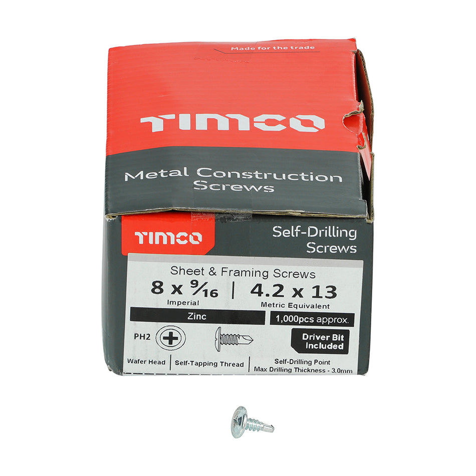 Metal Construction Sheet & Framing Screws PH Wafer Self-Drilling Zinc